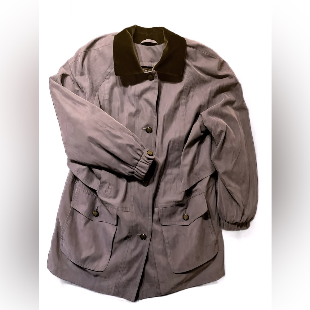 Vintage Jacqueline Ferrar Navy Jacket With Removable Lining Black Velvet Collar
